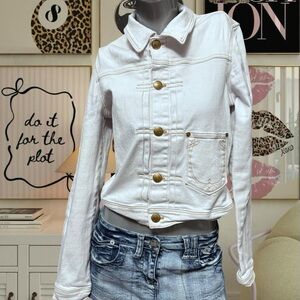 True Religion Y2K White FITTED Jean Jacket